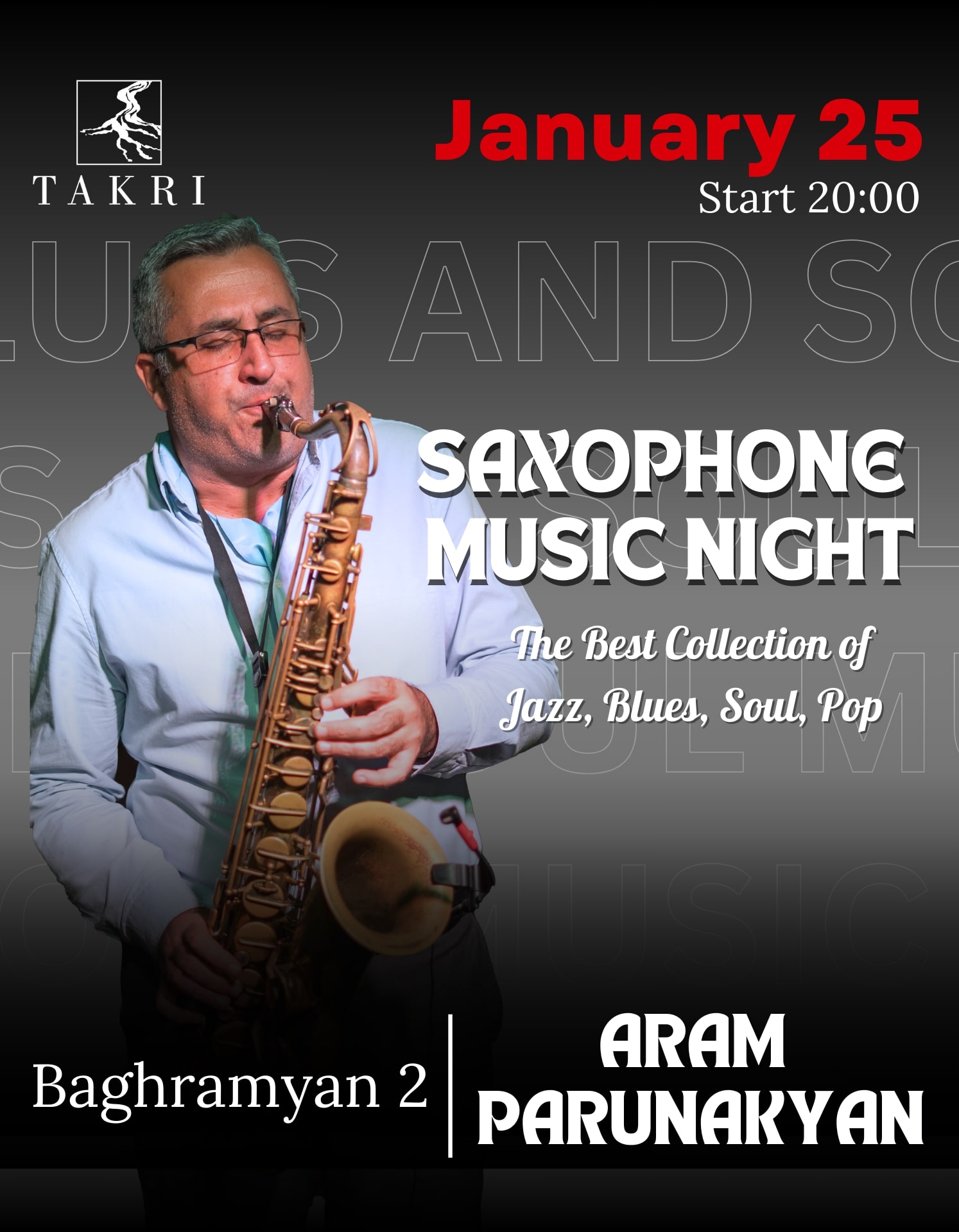 Saxophone music night | Արամ Պարունակյան