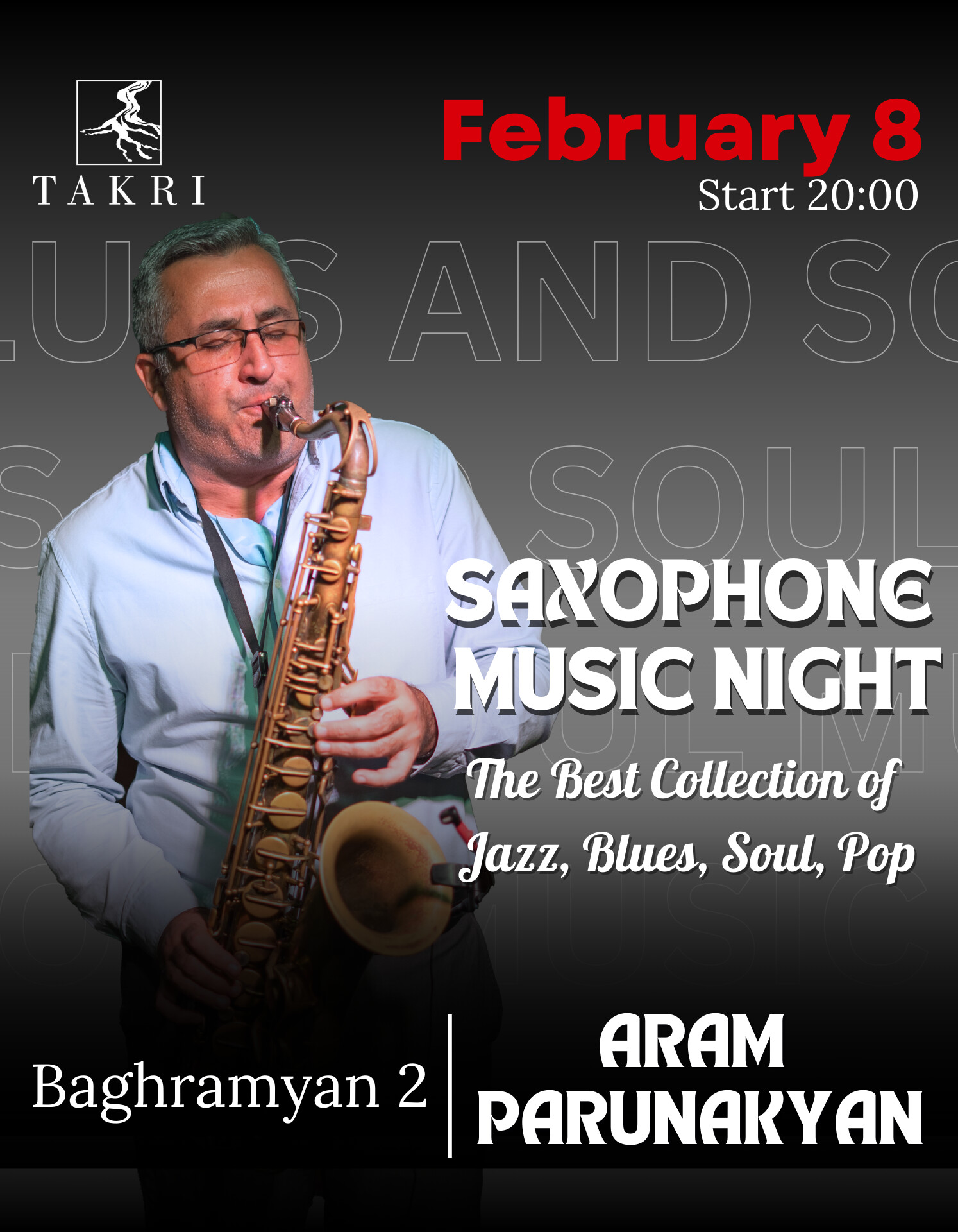 Saxophone music night at Takri | Արամ Պարունակյան